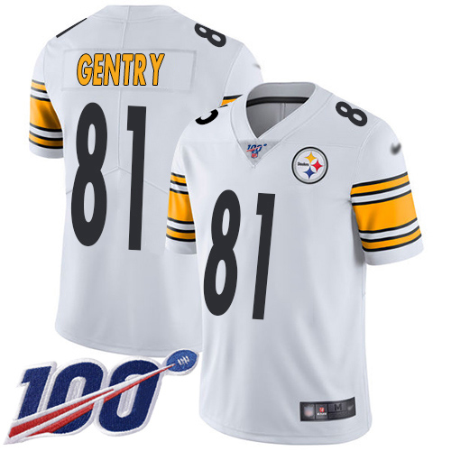 Youth Pittsburgh Steelers Football 81 Limited White Zach Gentry Road 100th Season Vapor Untouchable Nike NFL Jersey